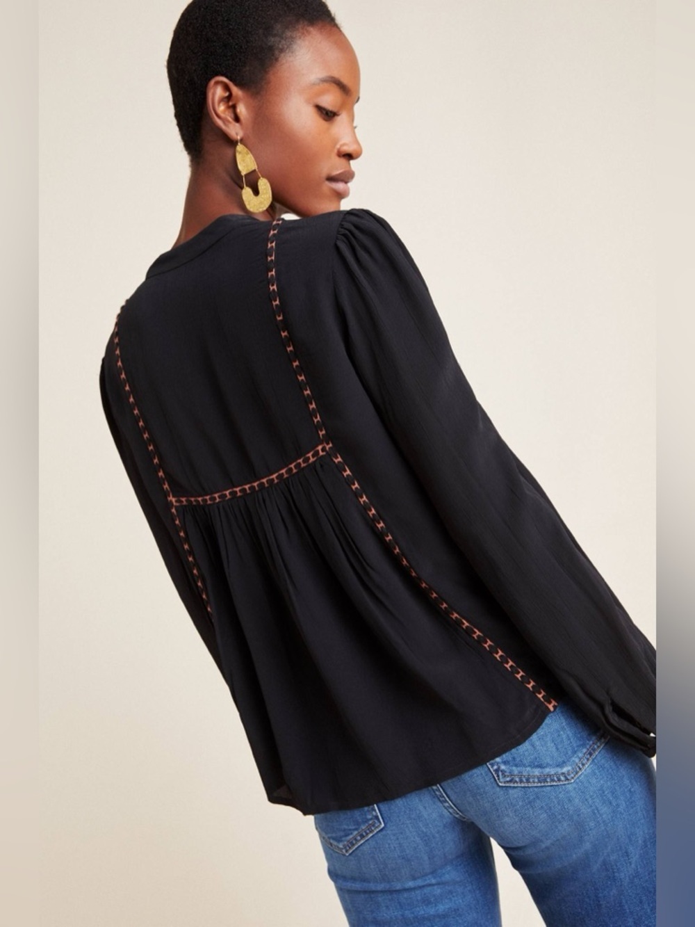 bl^nk London Women’s Black Lisi Embroidered Long Sleeve Blouse, Size Small - Picture 2 of 16